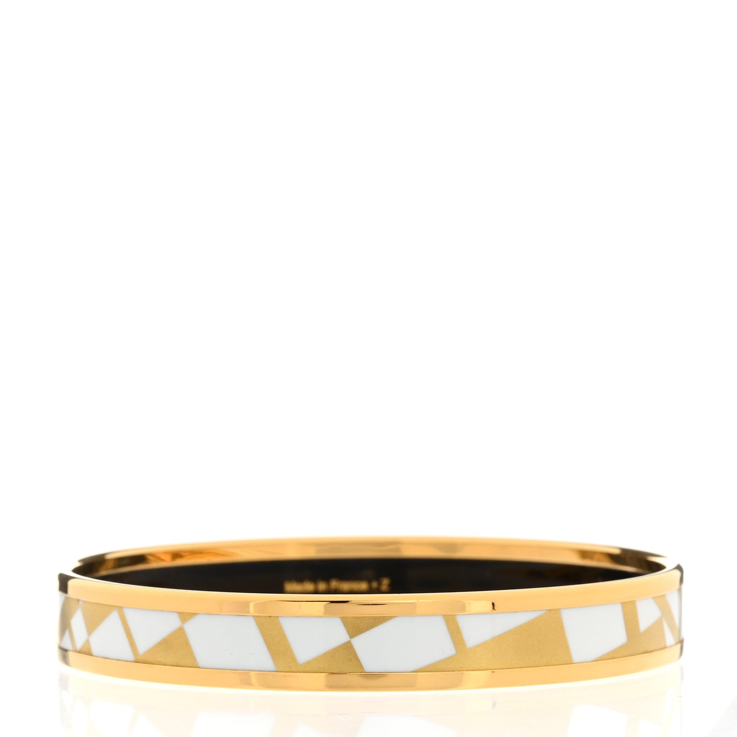 Printed Enamel Narrow lOP'H Bracelet 65 Orfevre Jaune White