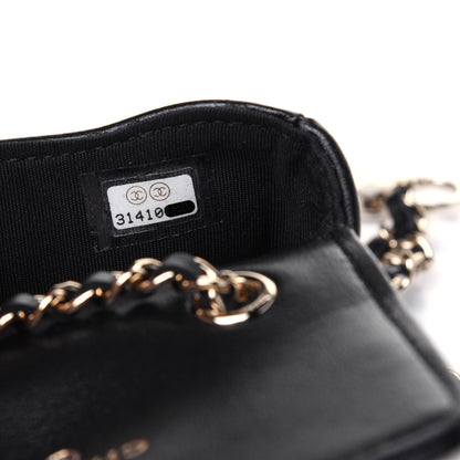 Chanel Lambskin Camellia Embossed Chain Belt Bag Black 8 of 13