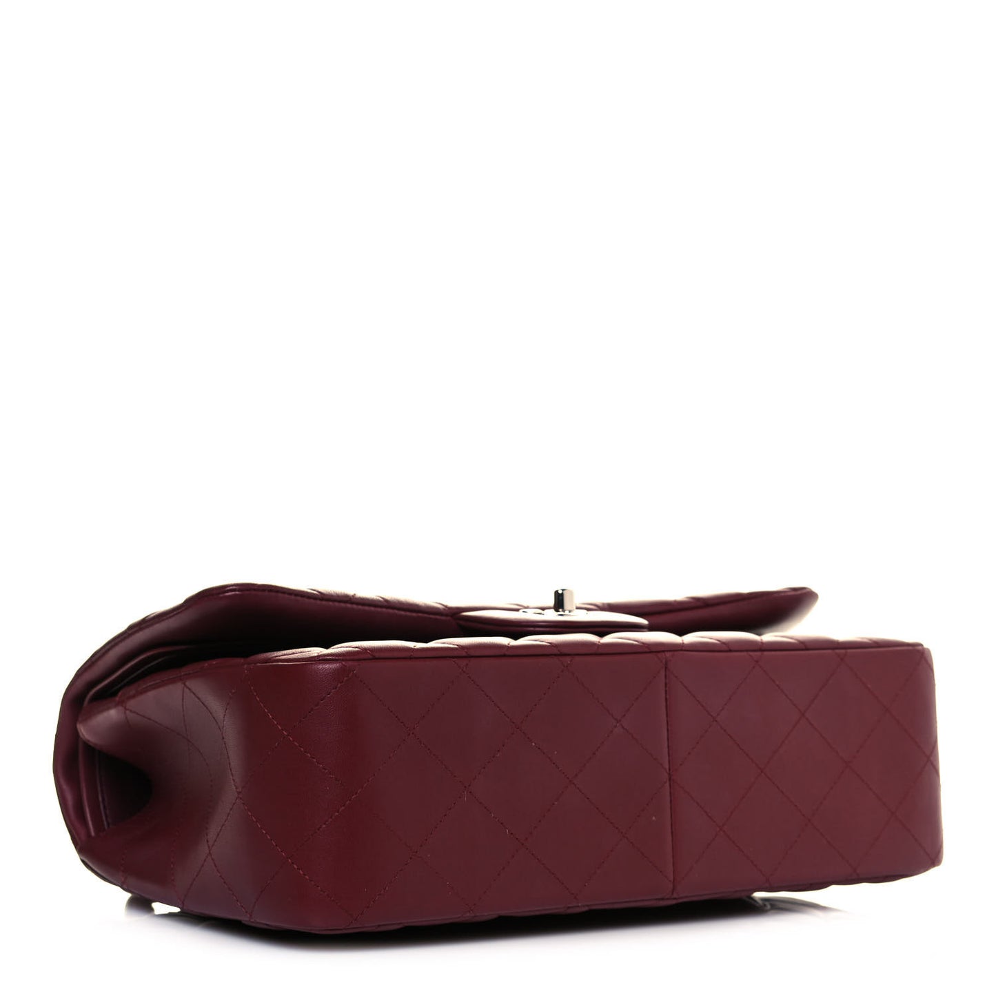 Lambskin Quilted Jumbo Double Flap Burgundy