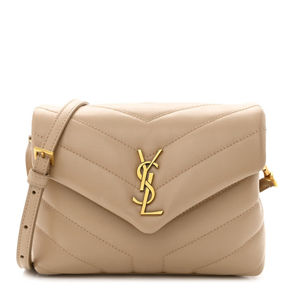 Saint Laurent Calfskin Y Quilted Monogram Toy Loulou Crossbody Bag Dark Beige 1 of 11