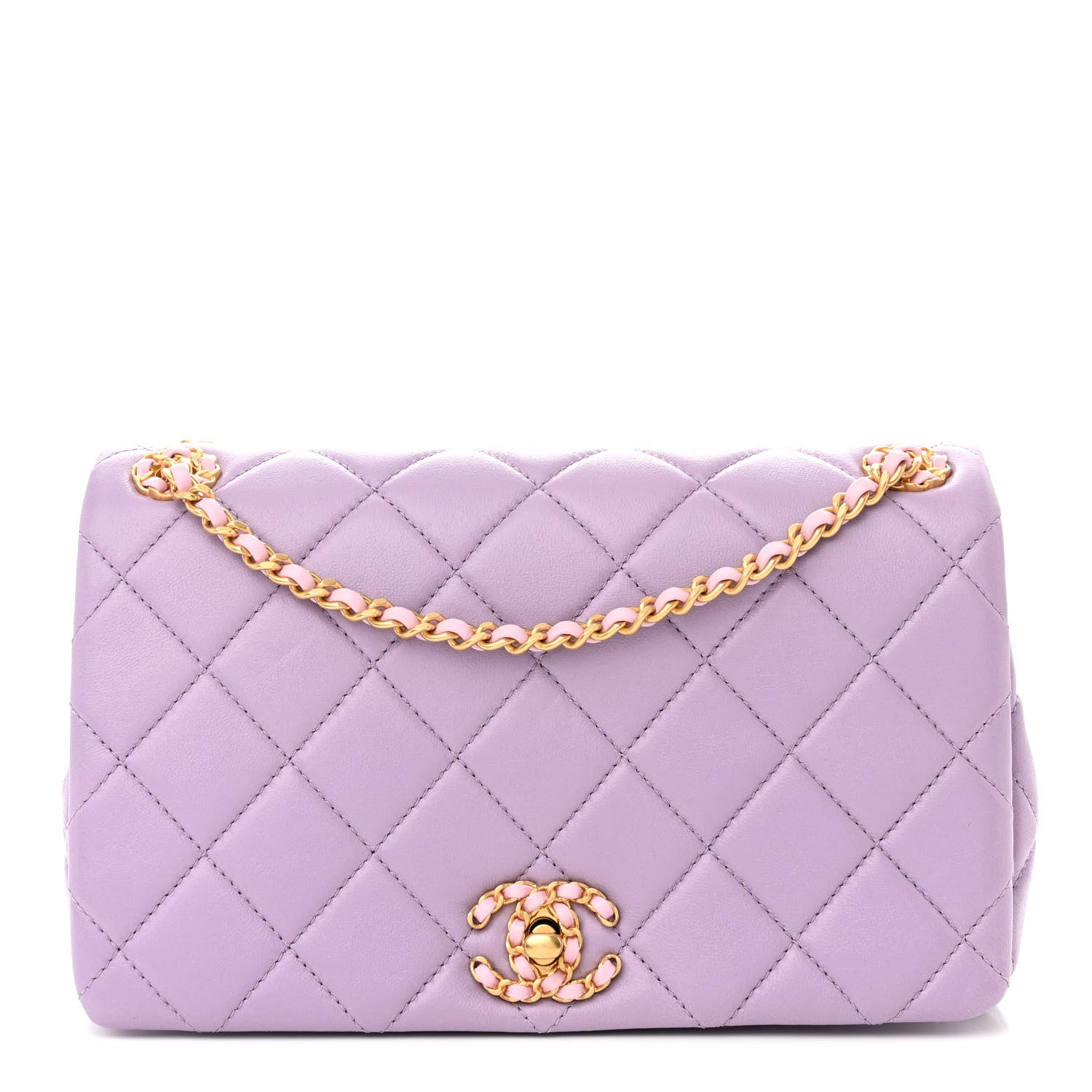 Chanel Lambskin Quilted Braided CC Flap Lilac 1 of 10