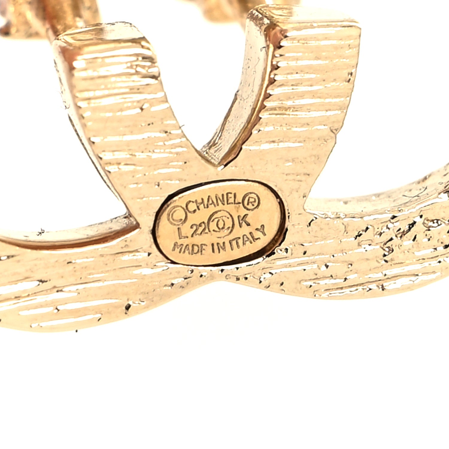 Chanel Metal Crystal Bead CC Earrings Gold 4 of 4