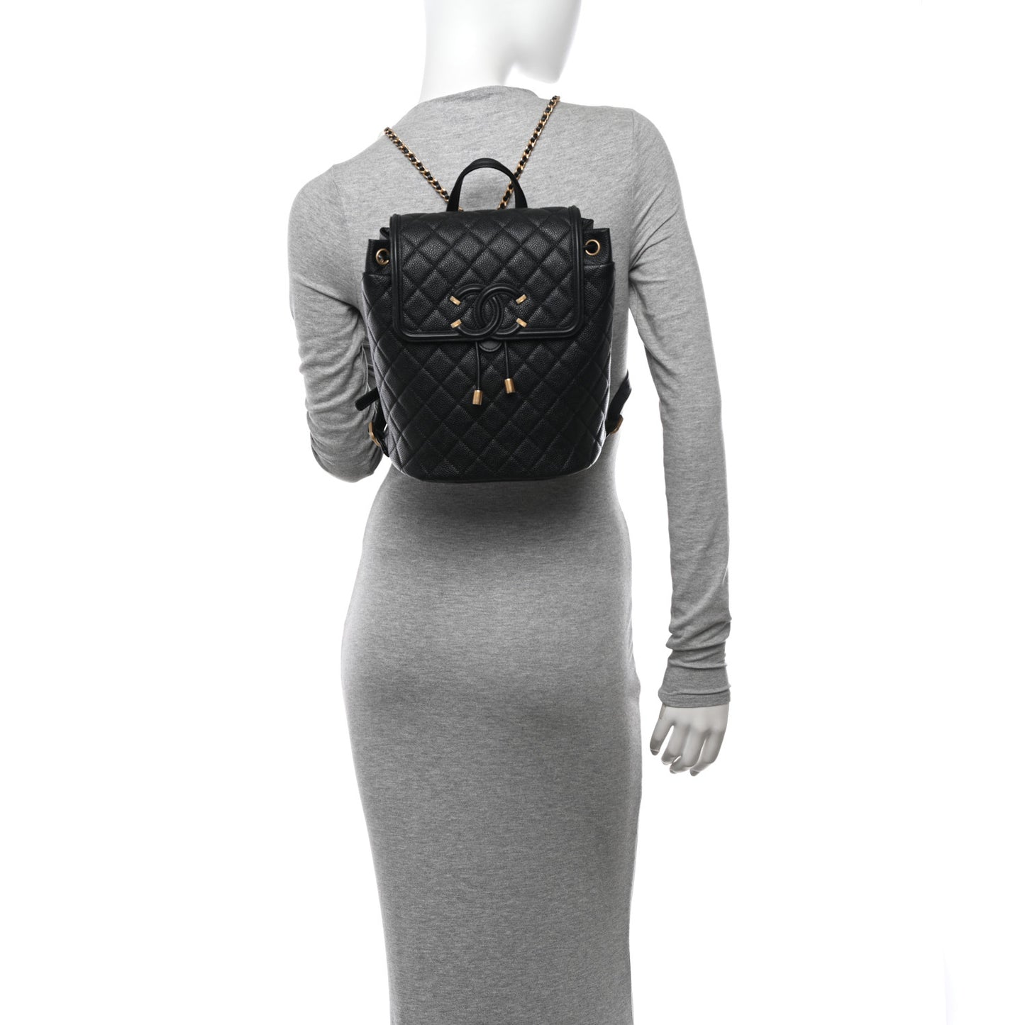 Caviar Quilted Filigree Backpack Black