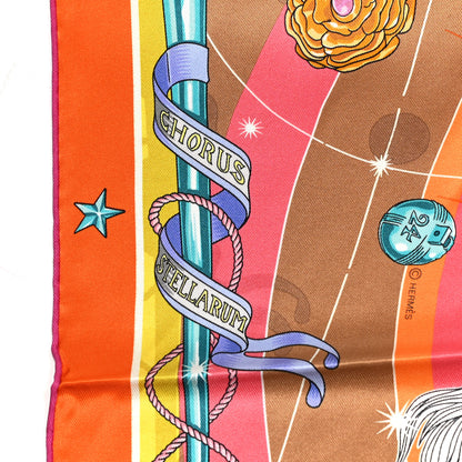 Hermes Silk Chorus Stellarum Scarf 70 Orange Beige Dore 2 of 6