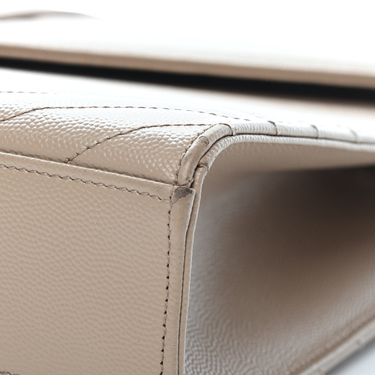 Saint Laurent Grain De Poudre Matelasse Chevron Large Monogram Satchel Dark Beige 9 of 15