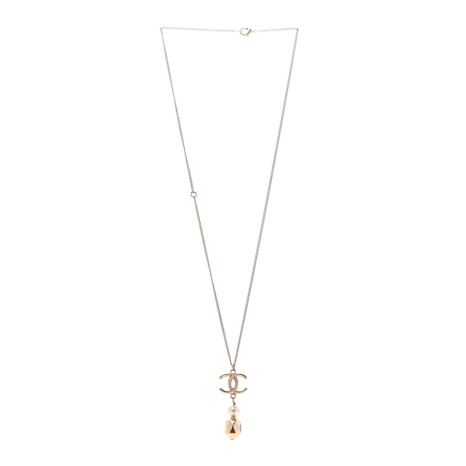 Chanel Pearl CC Drop Necklace Gold 3 of 5