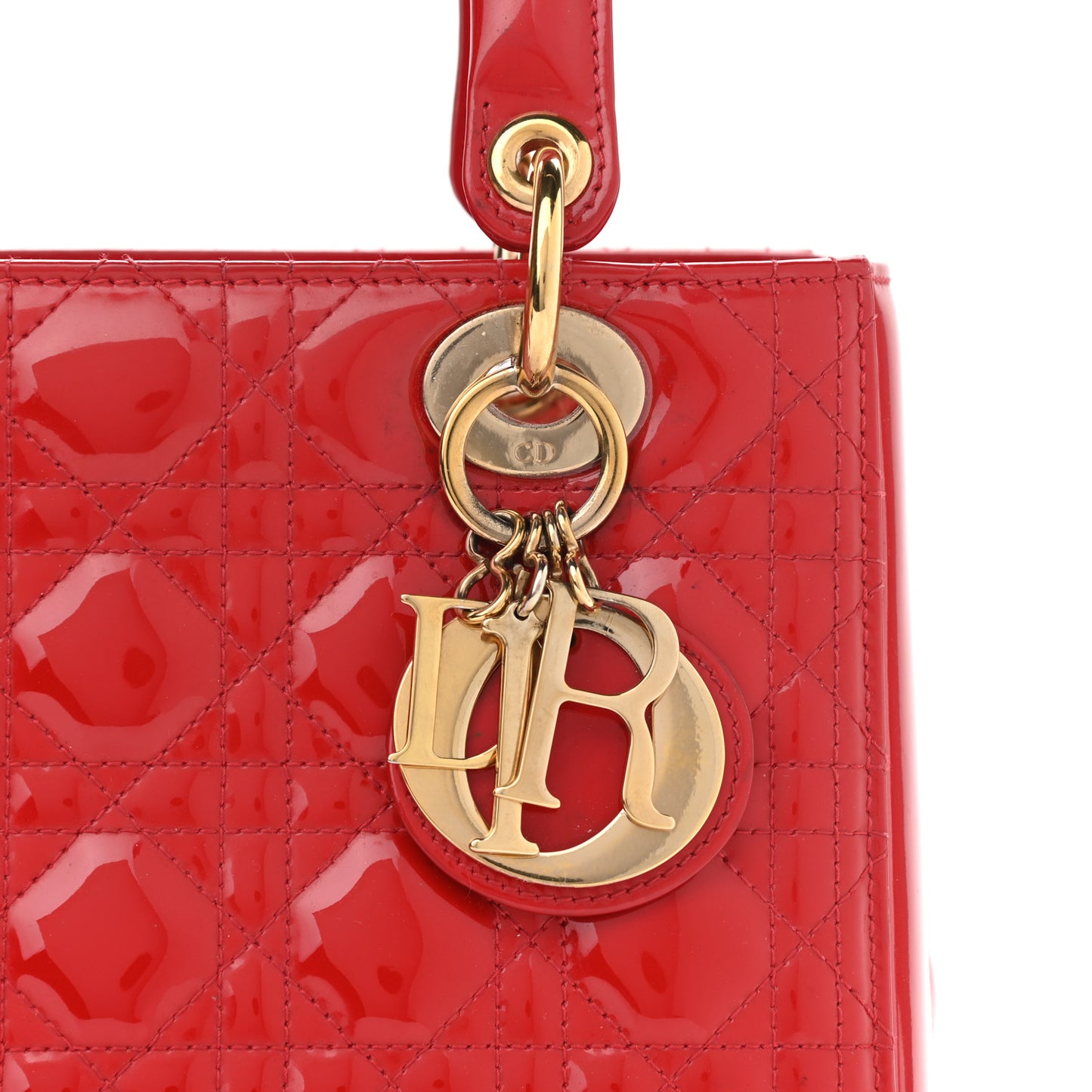Patent Cannage Medium Lady Dior Red