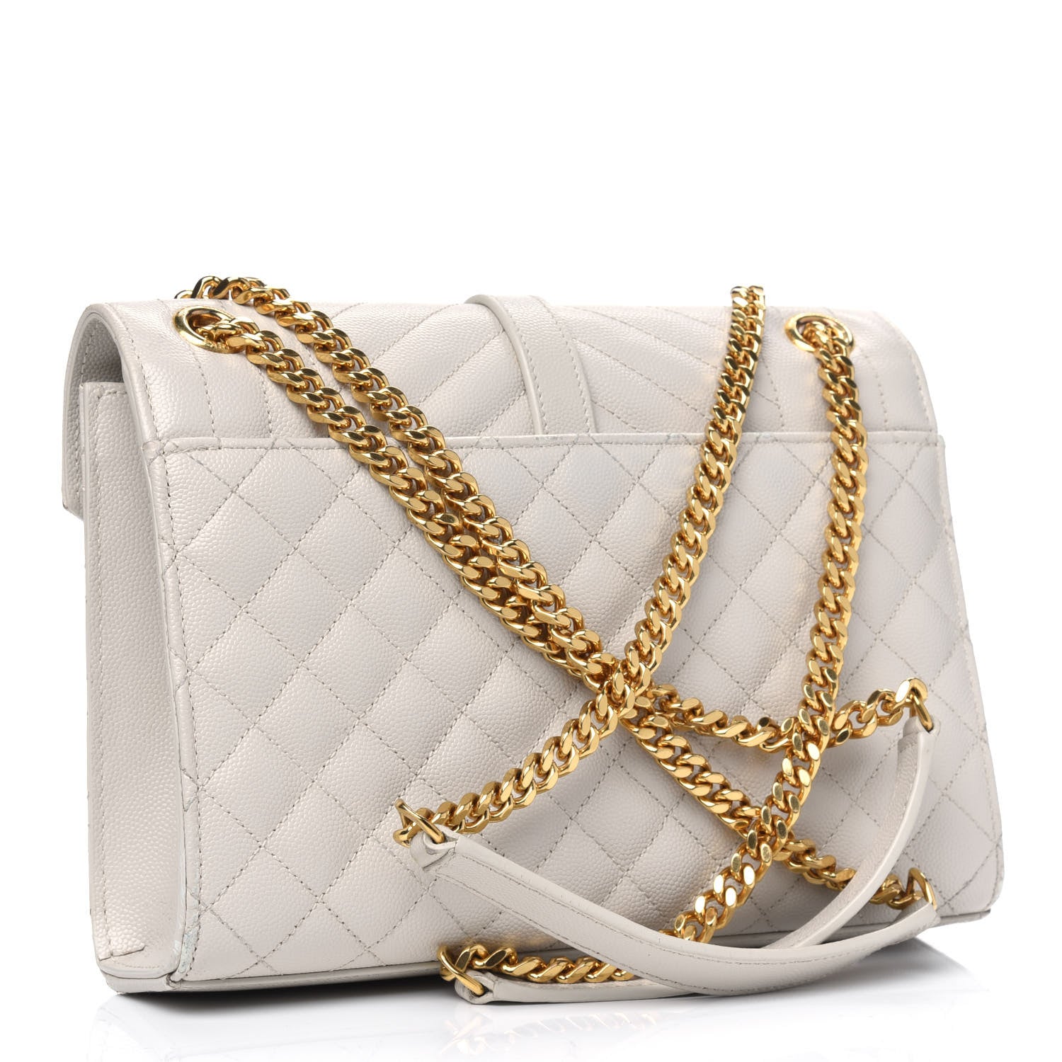 Saint Laurent Grain De Poudre Textured Mixed Matelasse Medium Triquilt Monogram Satchel Porcellana 2 of 7