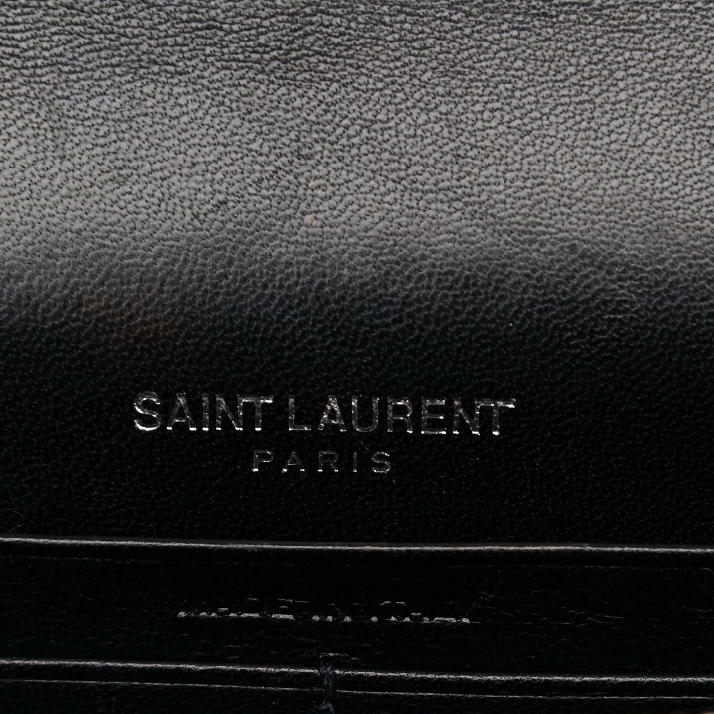 Calfskin Crocodile Embossed Kate Monogram Tassel Chain Wallet Black