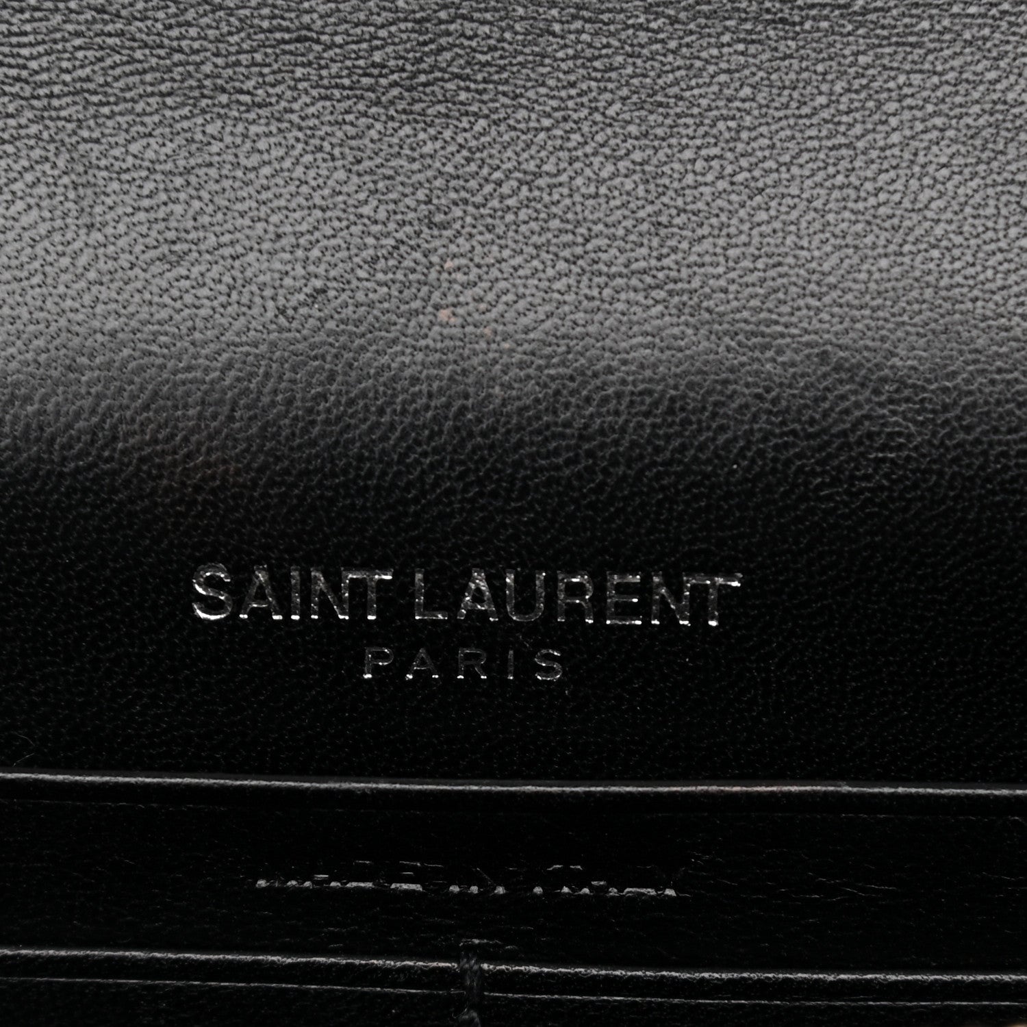 Saint Laurent Calfskin Crocodile Embossed Kate Monogram Tassel Chain Wallet Black 6 of 11