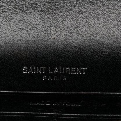 Saint Laurent Calfskin Crocodile Embossed Kate Monogram Tassel Chain Wallet Black 6 of 11
