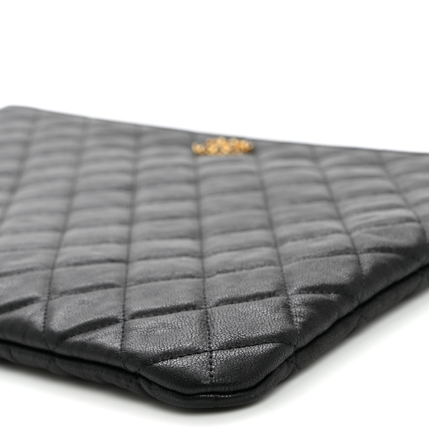 Lambskin Quilted Large Cosmetic Case Black