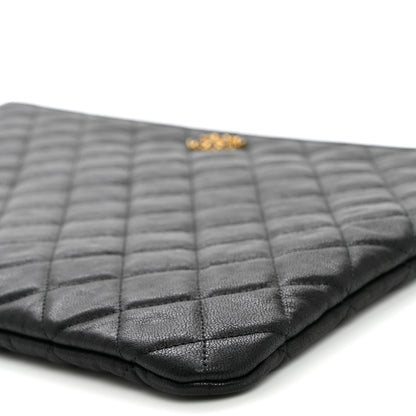 Chanel Lambskin Quilted Large Cosmetic Case Black 10 of 11