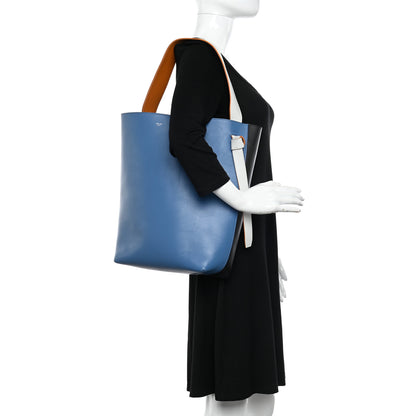 Celine Shiny Smooth Calfskin Small Twisted Cabas Washed Blue Black 2 of 11