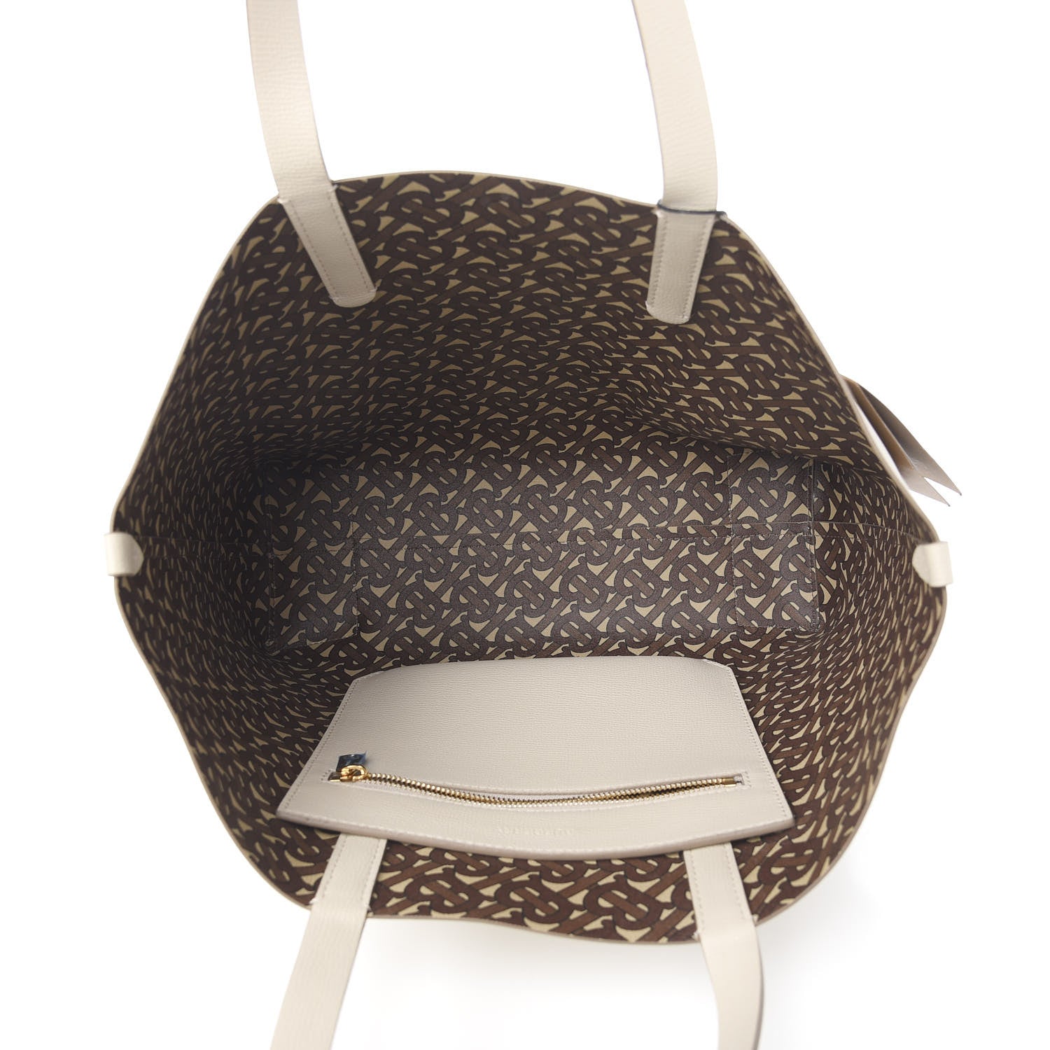Burberry Calfskin Embossed Monogram Motif Medium Tote Limestone 4 of 8