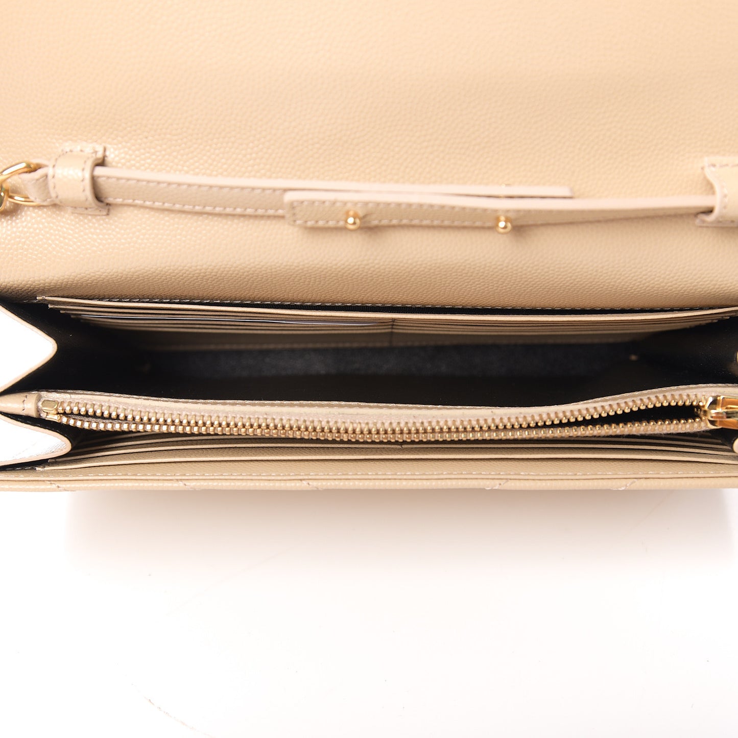 Grain De Poudre Matelasse Chevron Monogram Chain Wallet Nude Powder