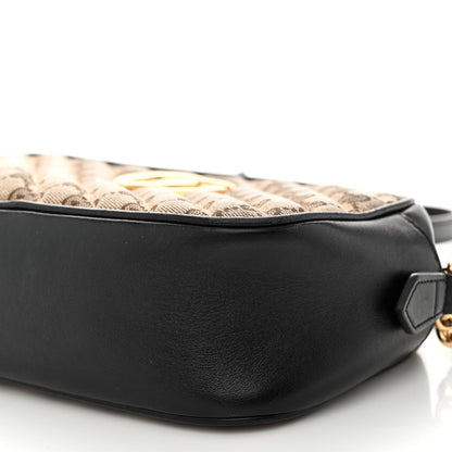 Gucci Monogram Matelasse Diagonal Small GG Marmont Chain Shoulder Bag Beige Black 10 of 14