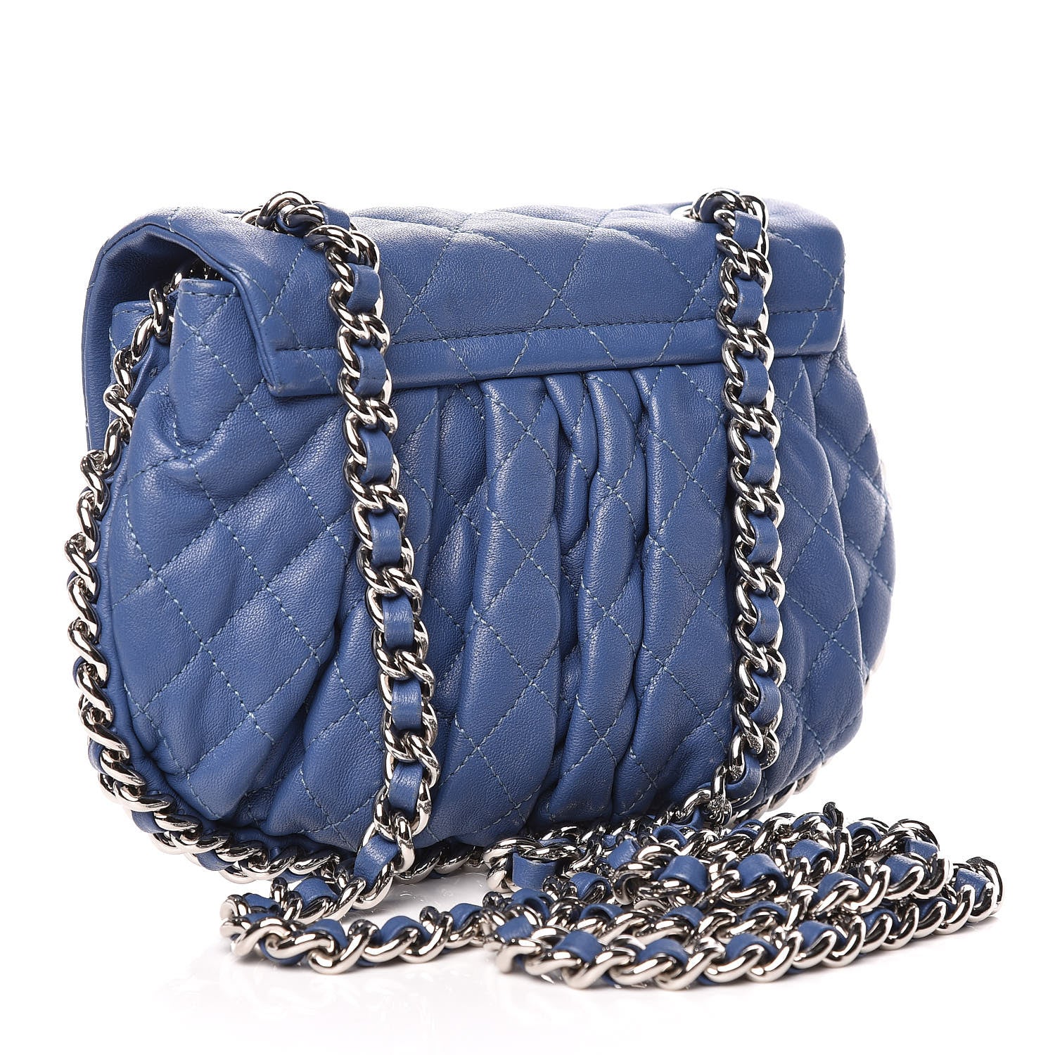 Chanel Washed Lambskin Quilted Mini Chain Around Flap Blue 3 of 10