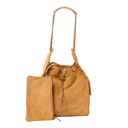 Chanel Suede Quilted Medium Chanel 25 Handbag Beige 2 of 10
