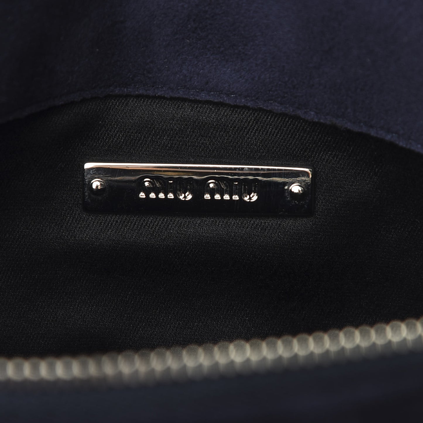 Velluto Matelasse Crystal Flap Clutch Navy