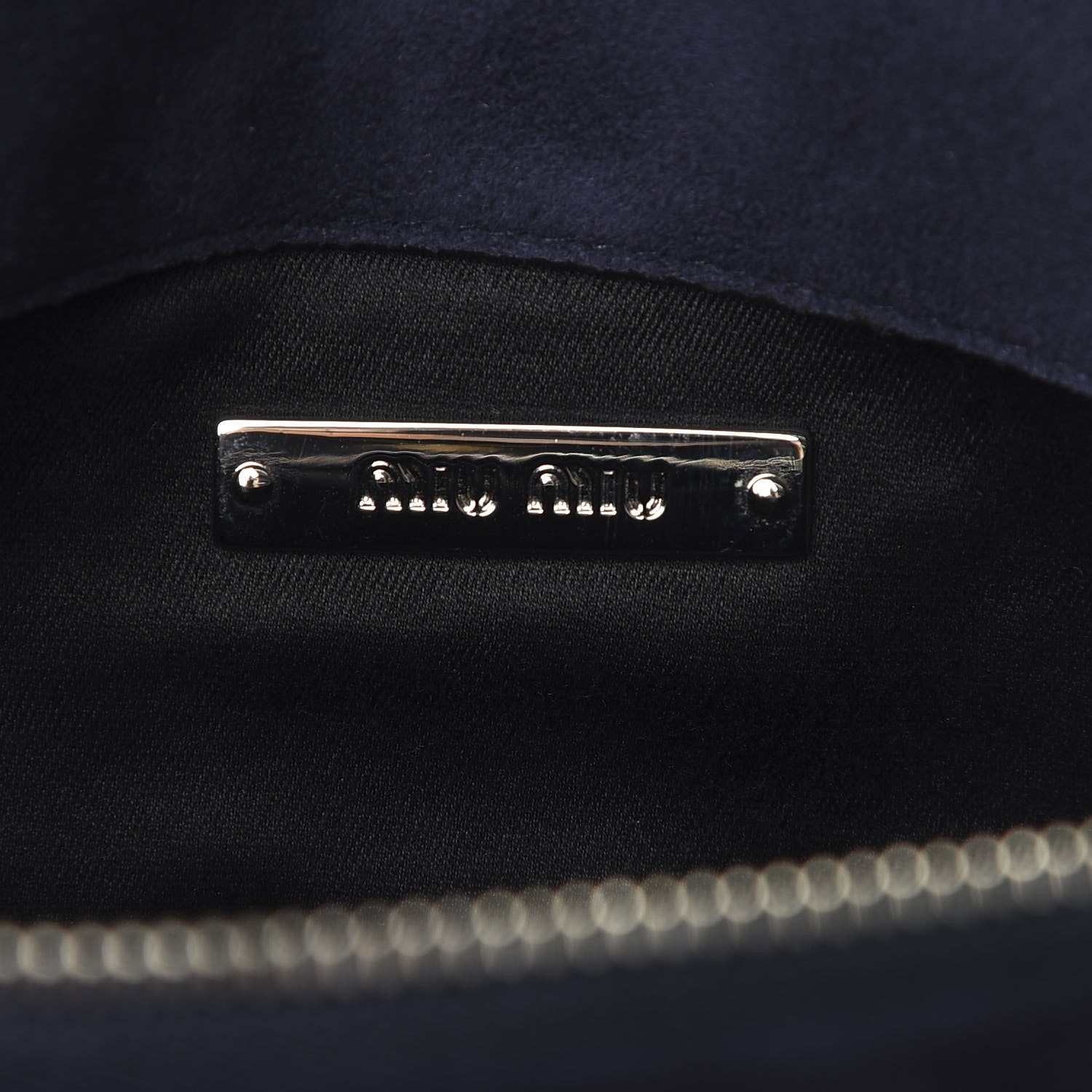 Miu Miu Velluto Matelasse Crystal Flap Clutch Navy 6 of 10