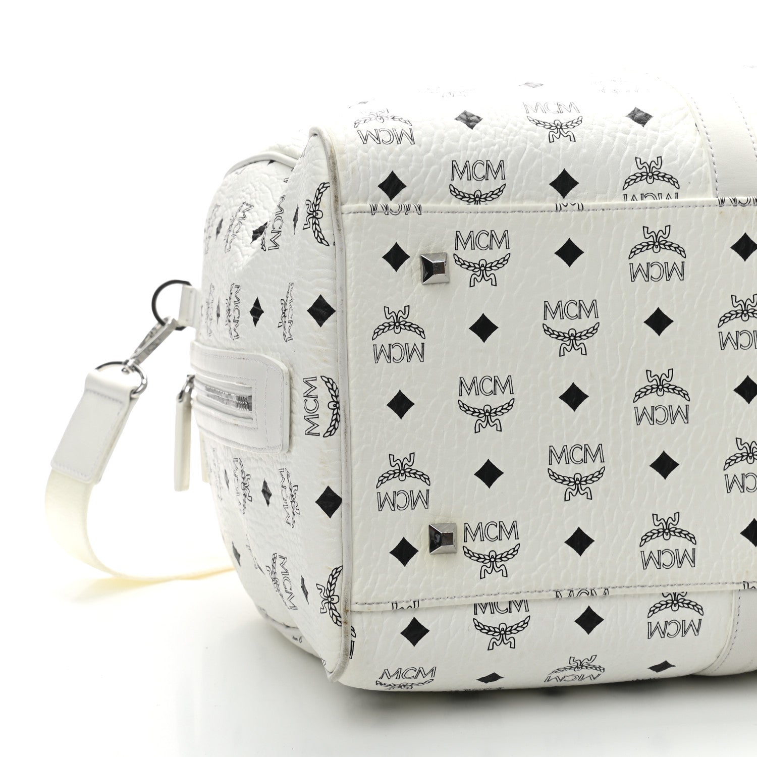 MCM Visetos Large Traveler Weekender Bag White 6 of 7