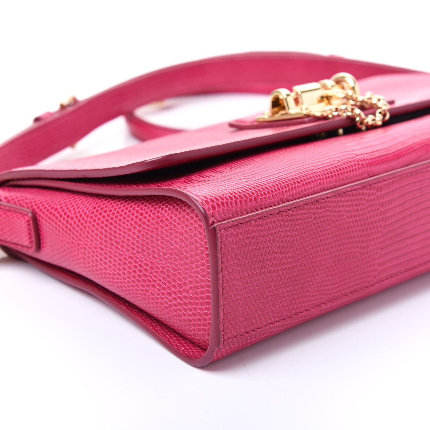 Lizard Calfskin Embossed Monica Convertible Shoulder Bag Pink