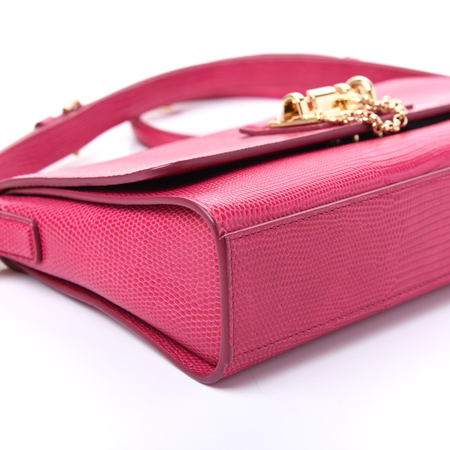 Dolce & Gabbana Lizard Calfskin Embossed Monica Convertible Shoulder Bag Pink 5 of 8