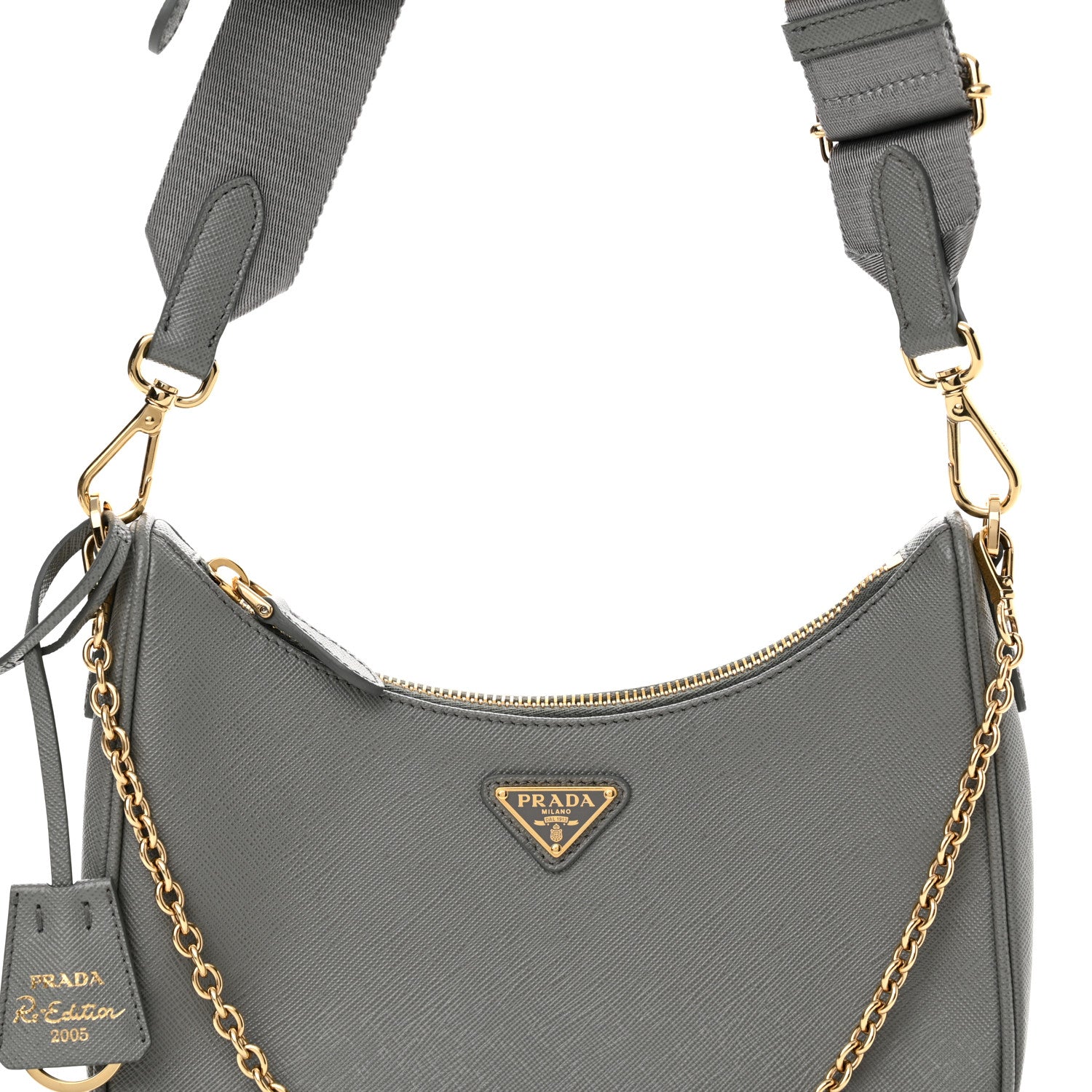 Prada Saffiano Lux Re-Edition 2005 Shoulder Bag Slate 7 of 11