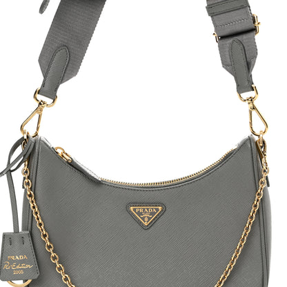 Prada Saffiano Lux Re-Edition 2005 Shoulder Bag Slate 7 of 11