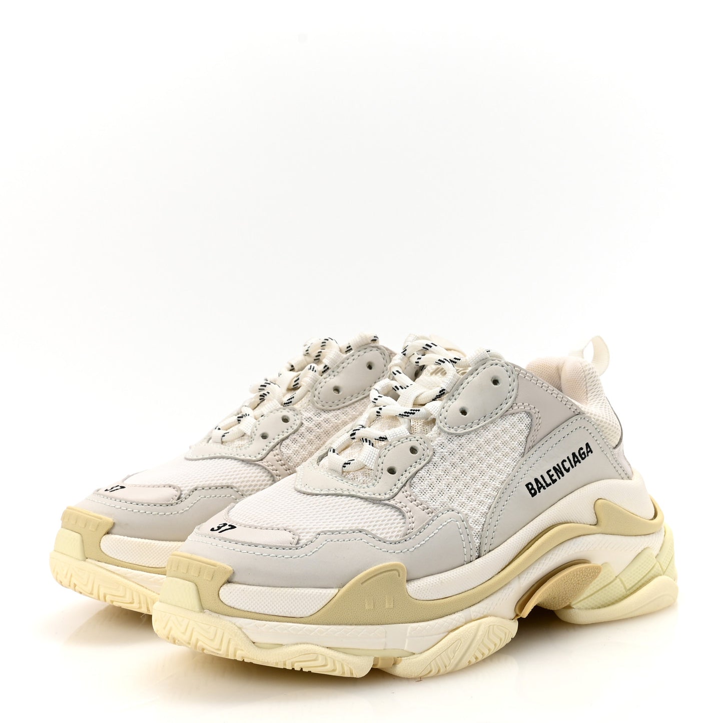 Fabric Mesh Womens Triple S Sneakers 37 White