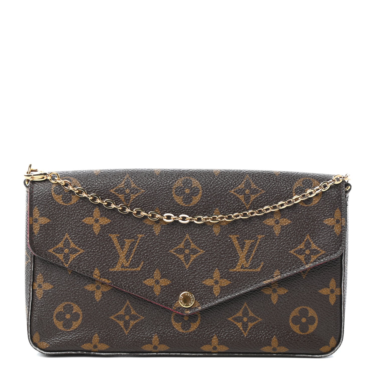 Louis Vuitton Monogram Pochette Felicie Chain Wallet Fuchsia 1 of 9