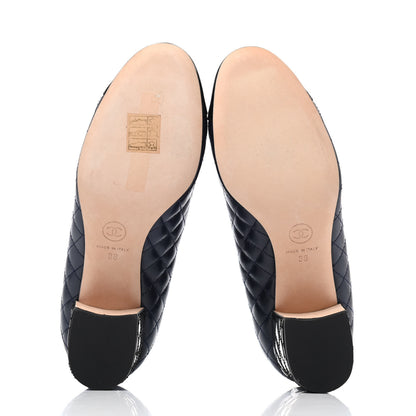 Chanel Patent Calfskin Quilted CC Cap Toe Pumps 36 Navy Black 4 of 4