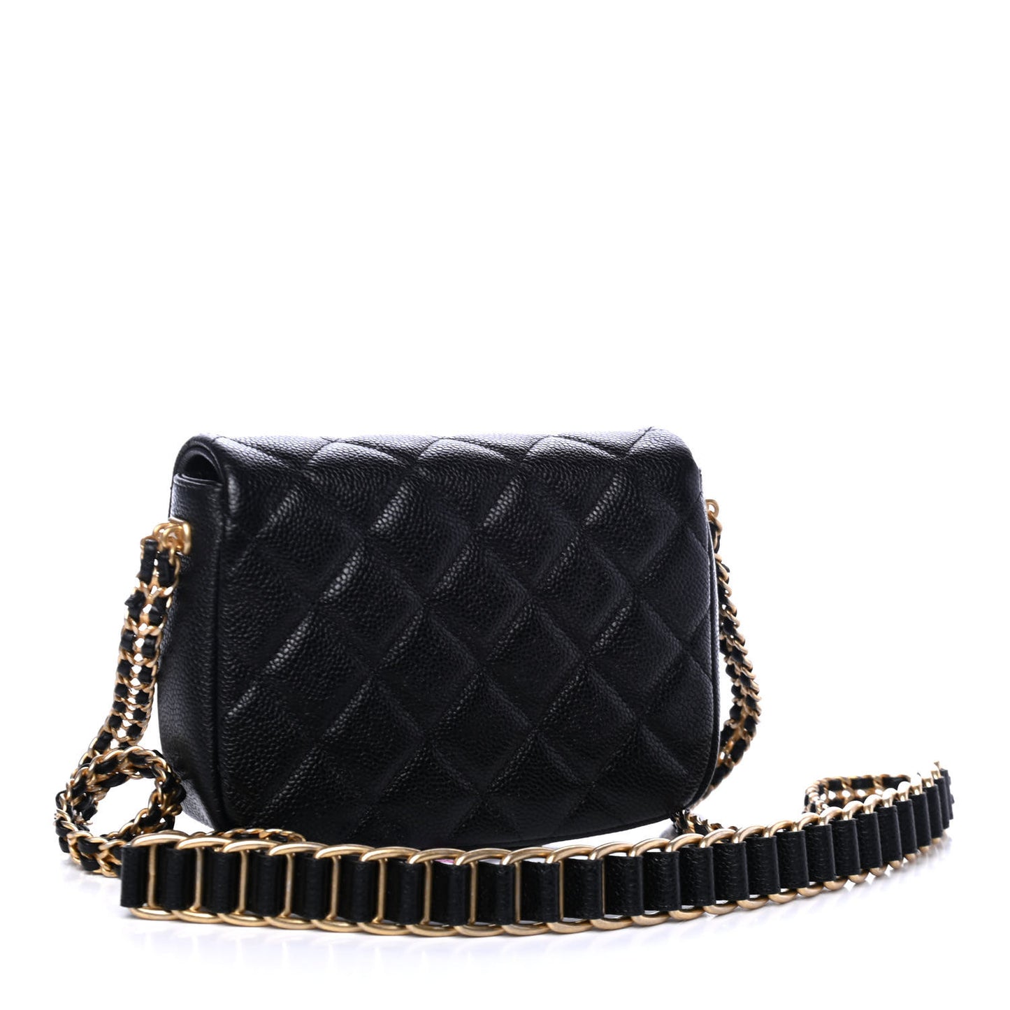 Caviar Quilted Mini Chain Soul Flap Black