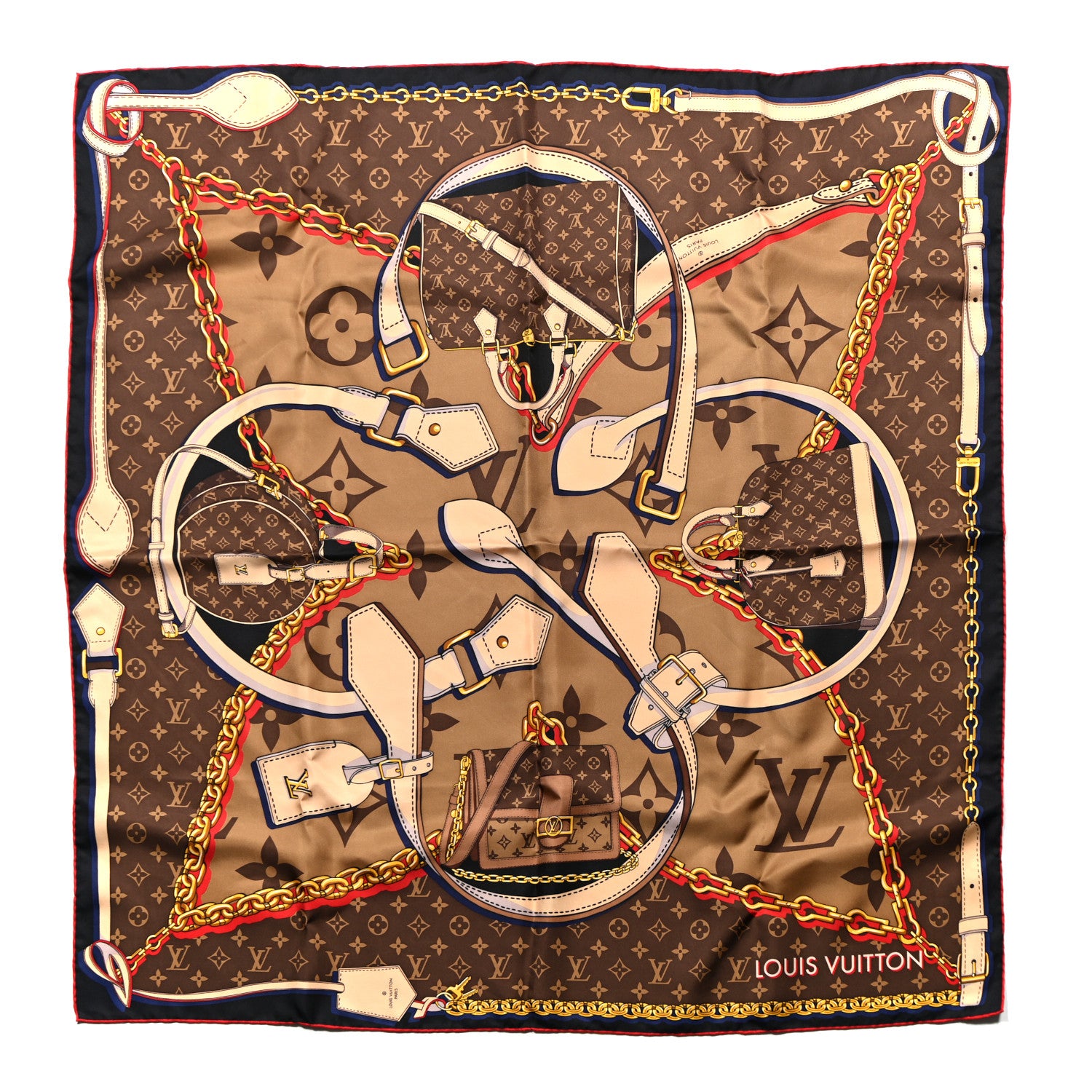 Louis Vuitton Silk Tribute To Square Scarf Brown 1 of 4