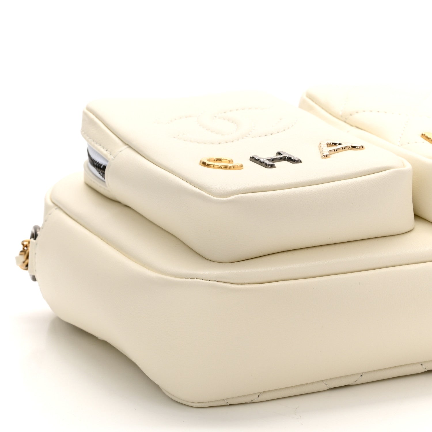 Chanel Calfskin Quilted Small Camera Case White 9 of 11