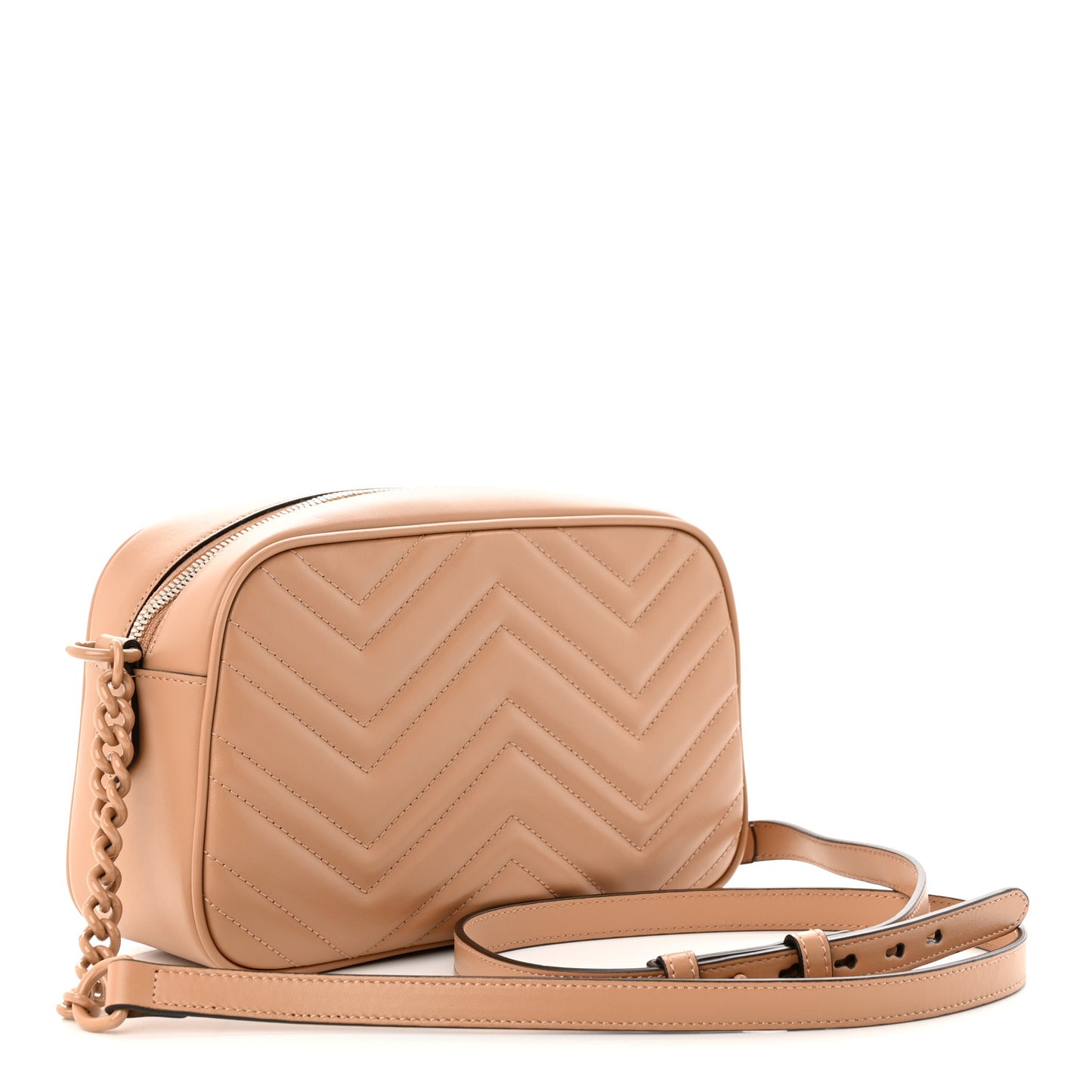 Calfskin Matelasse Monochrome Small GG Marmont Chain Shoulder Bag Camelia