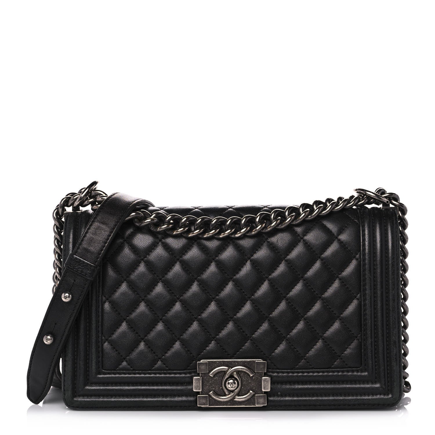 Chanel Lambskin Quilted Medium Boy Flap Black 1 of 15