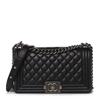 Chanel Lambskin Quilted Medium Boy Flap Black 1 of 15