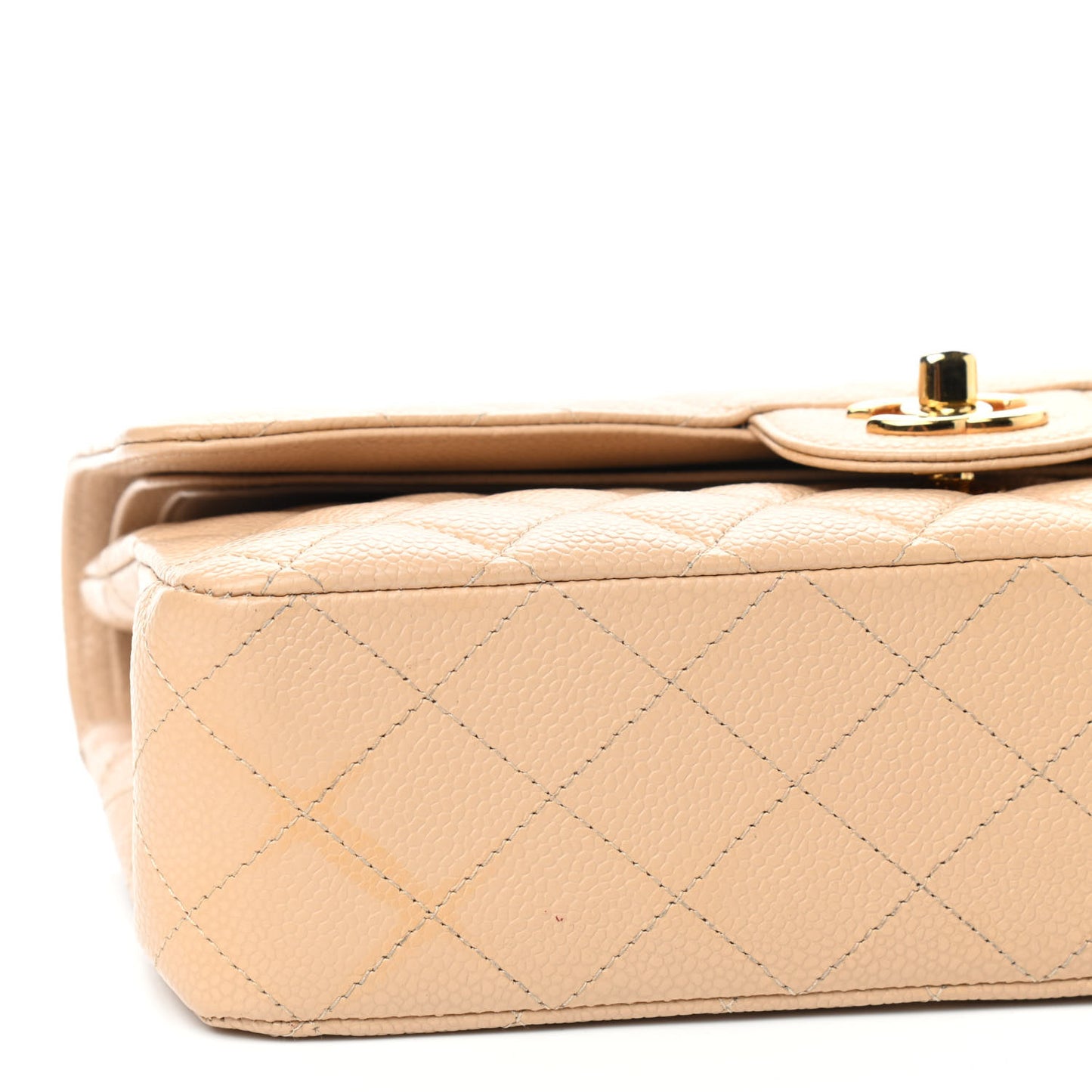 Caviar Quilted Medium Double Flap Beige Clair