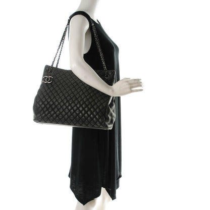 Chanel Iridescent Calfskin Quilted New Bubble North South Tote Dark Grey 2 of 7