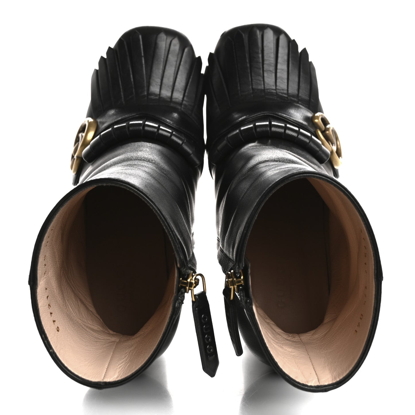 Malaga Kid GG Marmont Fringe Platform Ankle Boots 37.5 Black