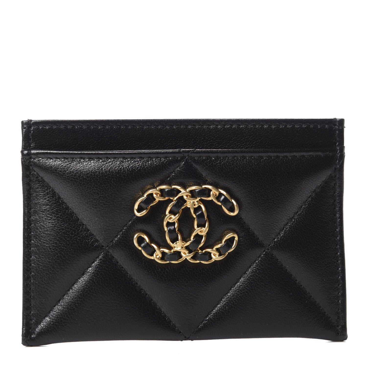 Chanel Shiny Goatskin Quilted 19 Card Holder Black 1 of 9