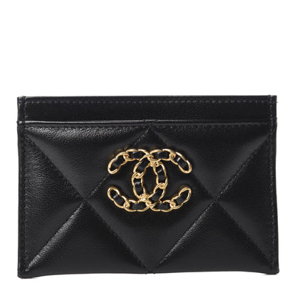 Chanel Shiny Goatskin Quilted 19 Card Holder Black 1 of 9