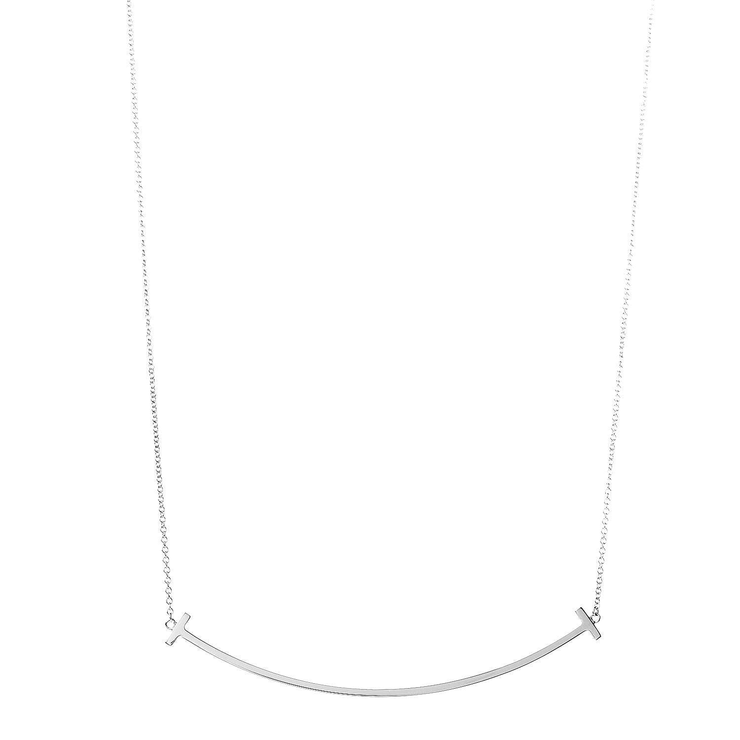 Tiffany Sterling Silver Large T Smile Pendant Necklace 1 of 5