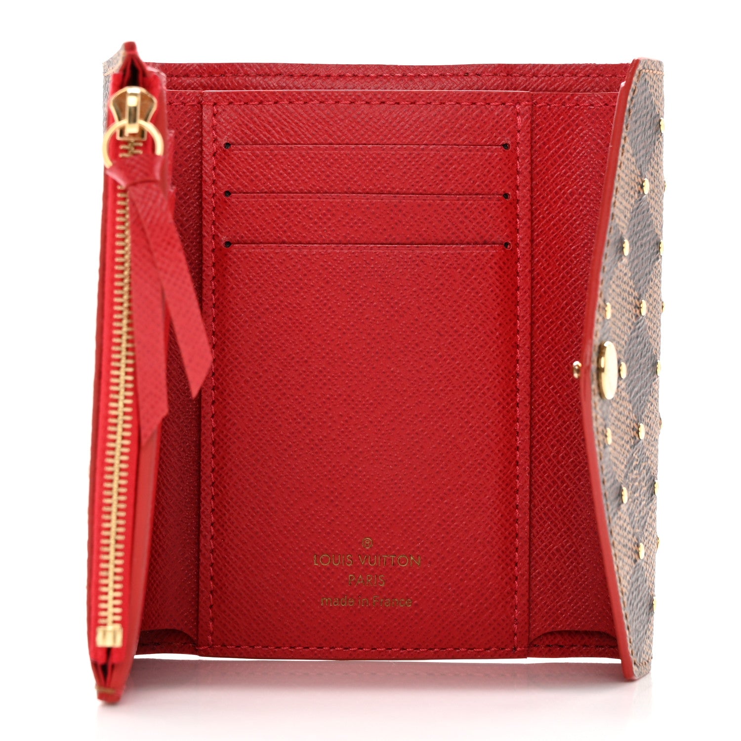 Louis Vuitton Damier Ebene Studded Victorine Wallet Cherry 5 of 12