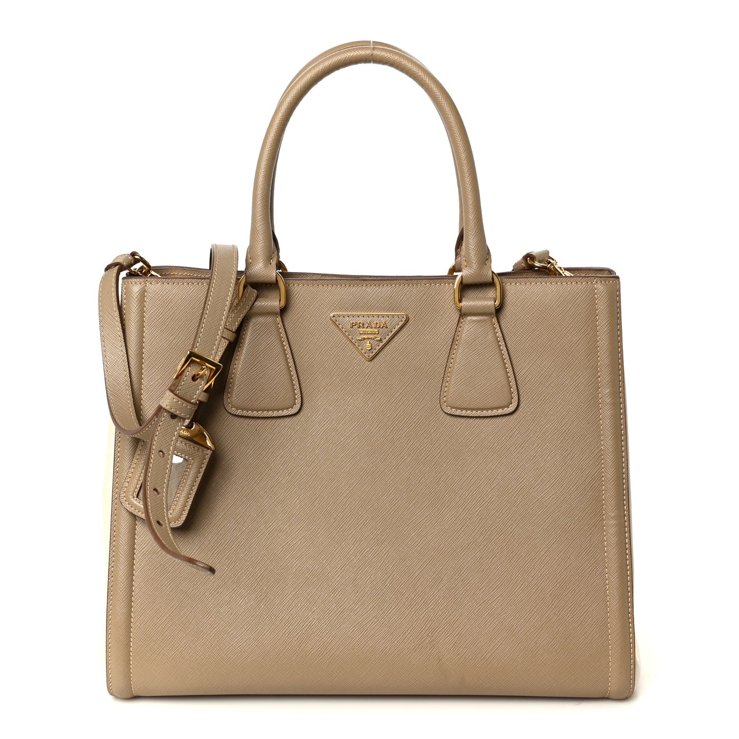 Saffiano Lux Bi-Color Tote Bag Visone Talco
