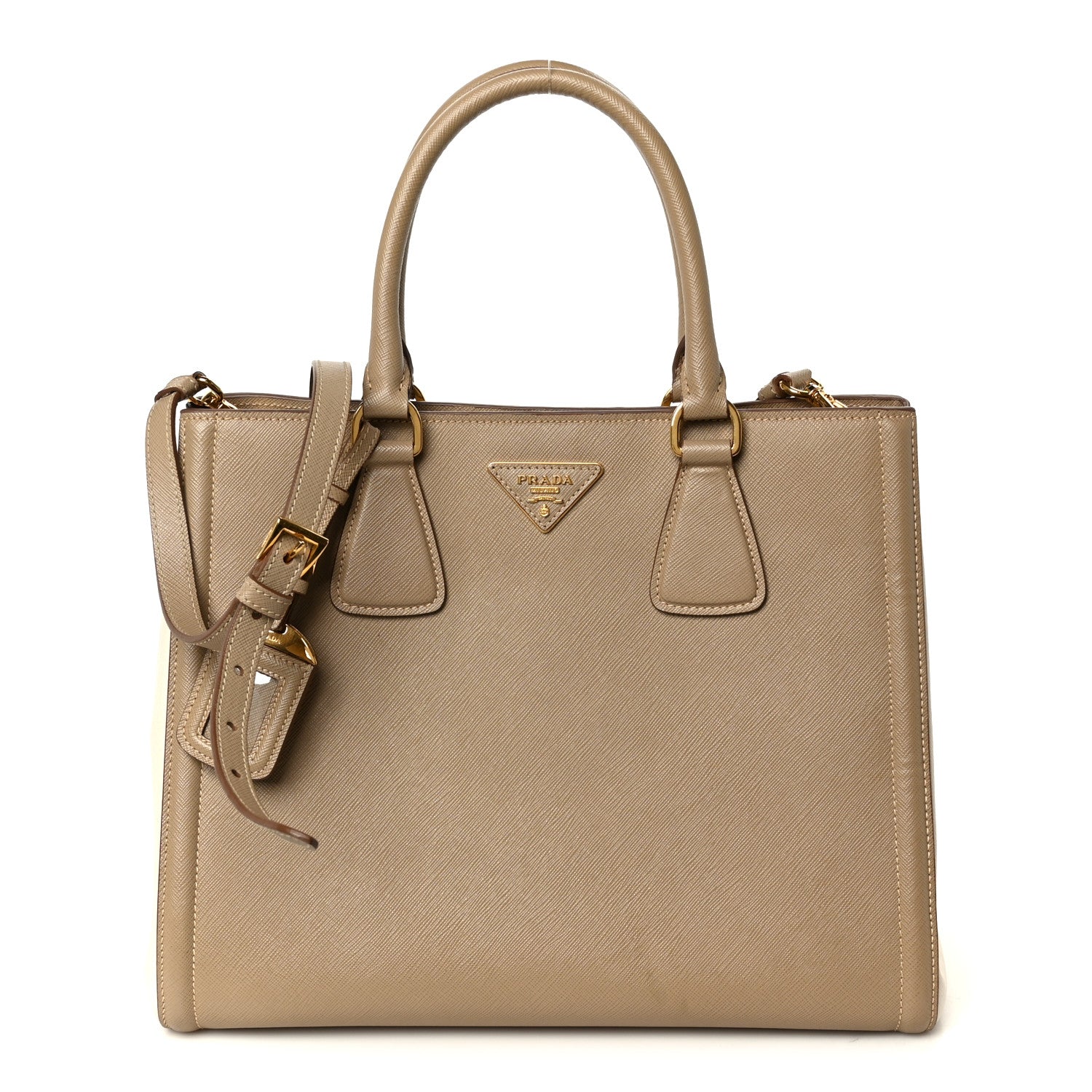 Prada Saffiano Lux Bi-Color Tote Bag Visone Talco 1 of 10