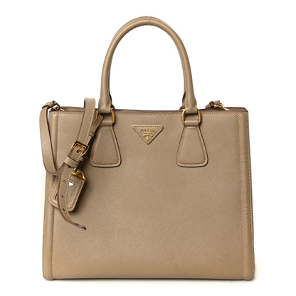 Prada Saffiano Lux Bi-Color Tote Bag Visone Talco 1 of 10