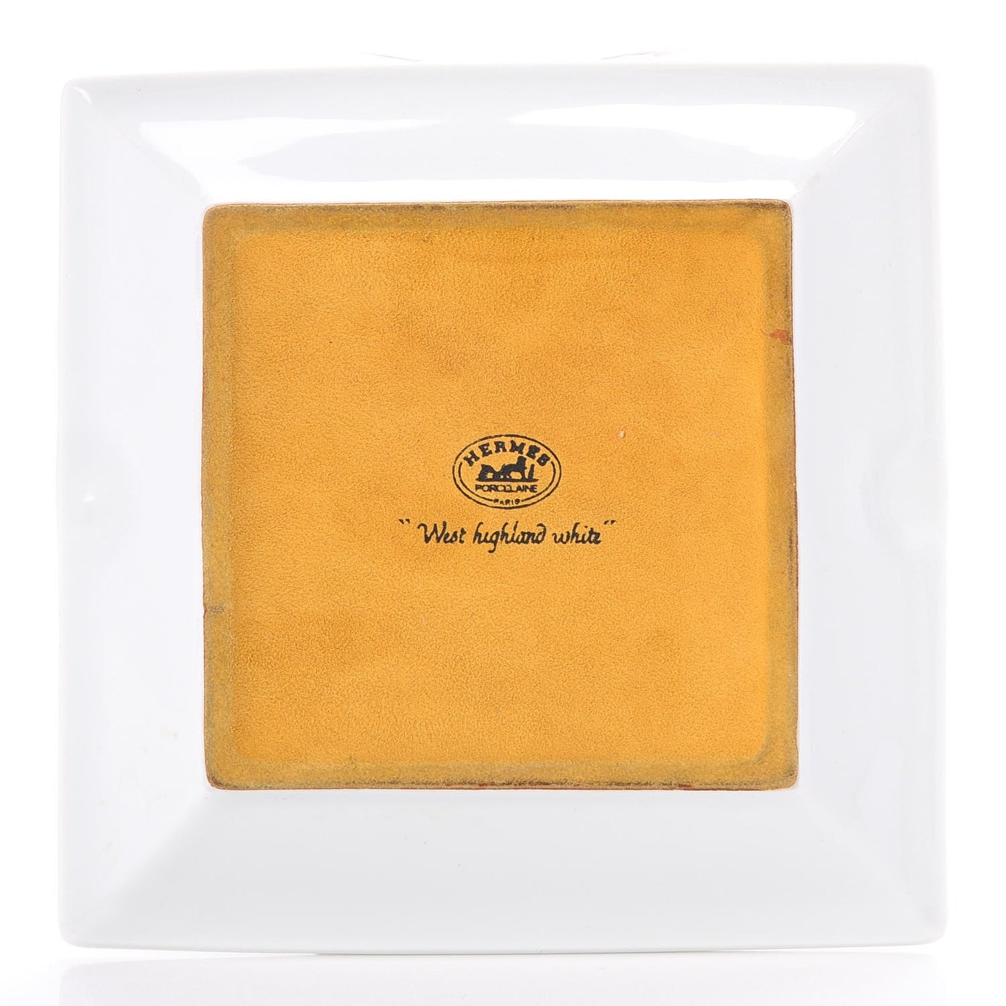 Porcelain Printed West Highland White Terrier Ashtray Yellow